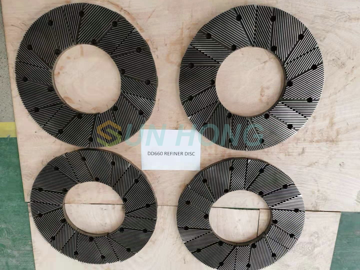 Polpa de papel, fazendo placa de refinador de disco duplo cônico